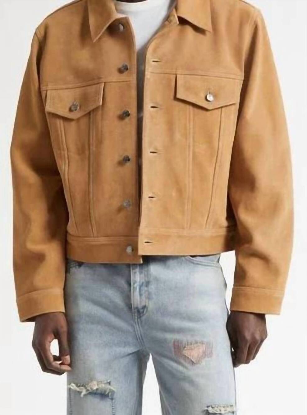 NEW MIDNIGHT RODEO suede trucker jacket in tan